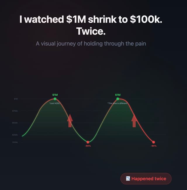 I watched $1M shrink to $100k. Twice. Here's why "just HODL" is terrible advice